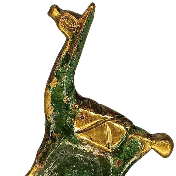 Vintage Llama Alpaca Shaped Beer Nottle Opener Green And Gold Metal 4" x 2" - Picture 3 of 6